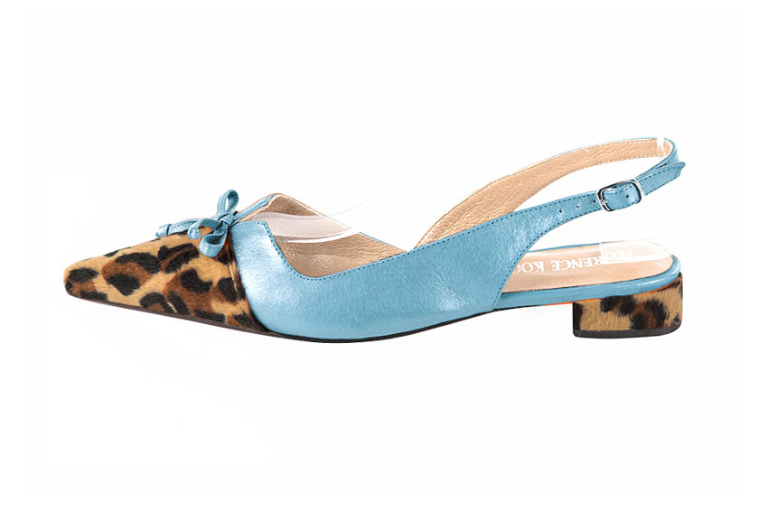 French elegance and refinement for these safari black and sky blue dress slingback shoes, with a knot, 
                available in many subtle leather and colour combinations. The "jolie francaise spirit" of this beautiful pump,
will accompany your steps.
Allure guaranteed, camouflage be damned !
  
                Matching clutches for parties, ceremonies and weddings.   
                You can customize these shoes to perfectly match your tastes or needs, and have a unique model.  
                Choice of leathers, colours, knots and heels. 
                Wide range of materials and shades carefully chosen.  
                Rich collection of flat, low, mid and high heels.  
                Small and large shoe sizes - Florence KOOIJMAN